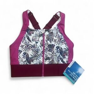 NWT Coolibar sz S UPF 50+ Women's Pink and White Leaf Print Swim Bra